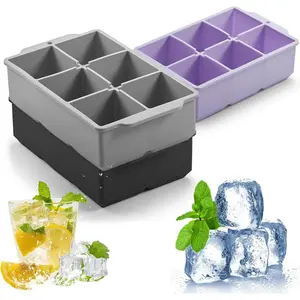 3 Pack Ice Cube Trays with Lid,Stackable Big Square Ice Cube Mold for Cocktail,Whiskey and Frozen Treats