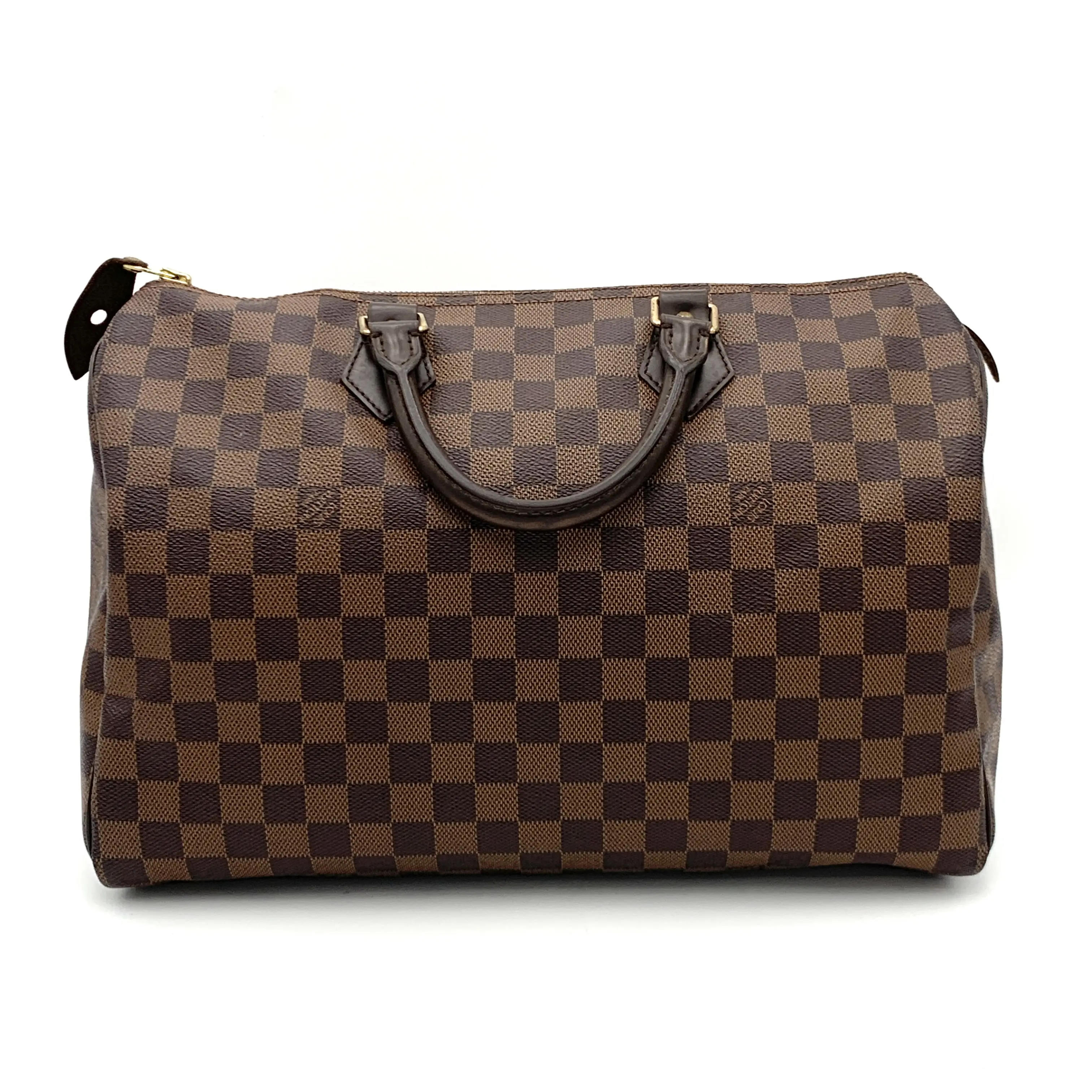 Pre-owned Louis Vuitton Coated Canvas Handbag Speedy Damier Ebene Brown 35 W/N/A #4964