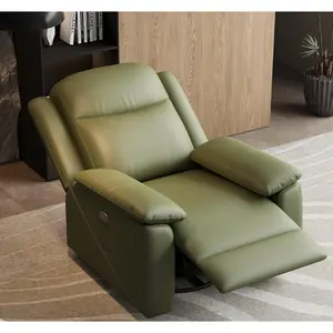 360 °   Swivel Rocker Recliner Chair with USB Charging Port - Oversized Electric Power Recliner Sofa for Living Room, Home Theater - Padded Seat with Overstuffed Cushions & Lumbar Support(Green)