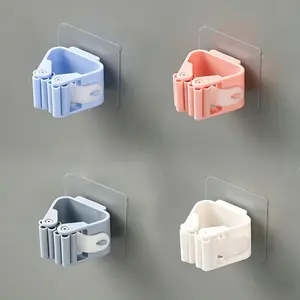 Wall-Mounted Mop Holder, No-Drill Adhesive Design, Plastic Material, Ideal for Bathroom & Home Organization, Dsa532 Model