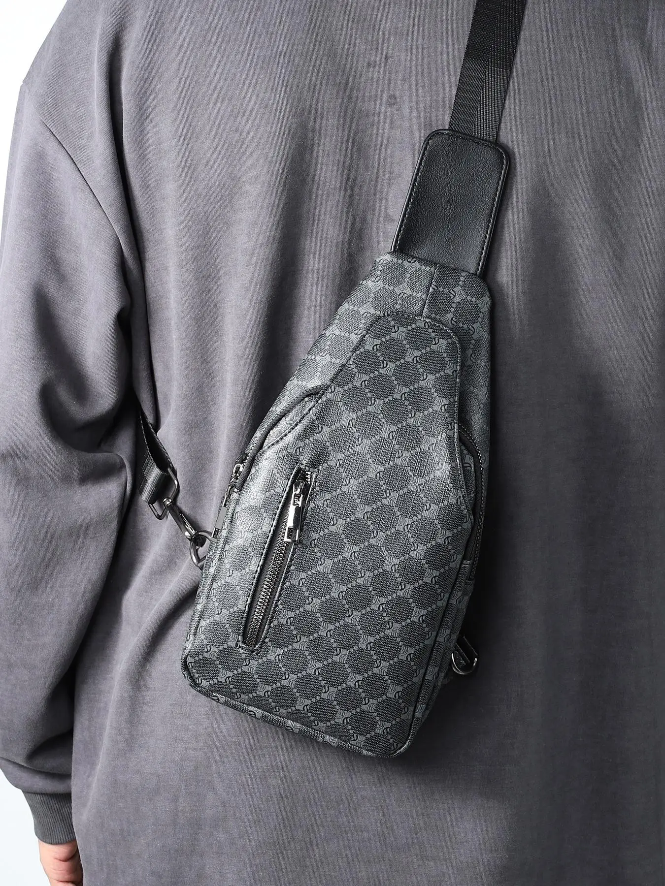 Men's Casual Plain Zipper Belt Bag, Vintage Trendy Solid Color Sling Bag for Daily Used, Casual Trendy Versatile High-quality Daily Commuting Bag