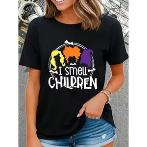 Cotton I Smell Children Halloween Shirt Women Sanderson Graphic Tshirt Hocus Pocus Shirts Fall Short Sleeve Tee Tops