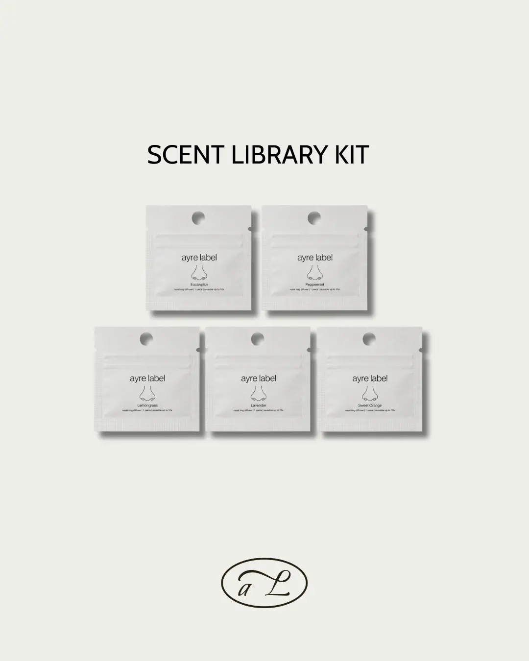 Aroma Ring Nasal Diffuser Multi-Pack Scent Library Kit - Lightweight Travel-Size Wearable Aromatherapy Tool, Compatible with Peppermint, Lemongrass, Lavender, Therapeutic Essential Oils with Subtle Floral Notes, Ideal for Yoga, Work