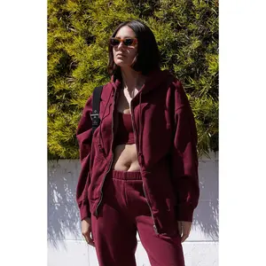 John Galt Women's Burgundy Full Zip Hoodie