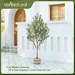 VeriNatural 5/6FT Faux Olive Tree VN126 - Lifelike Decorative Fruit Plant for Living Room Entryway Patio UV Resistant Indoor Outdoor Ornaments
