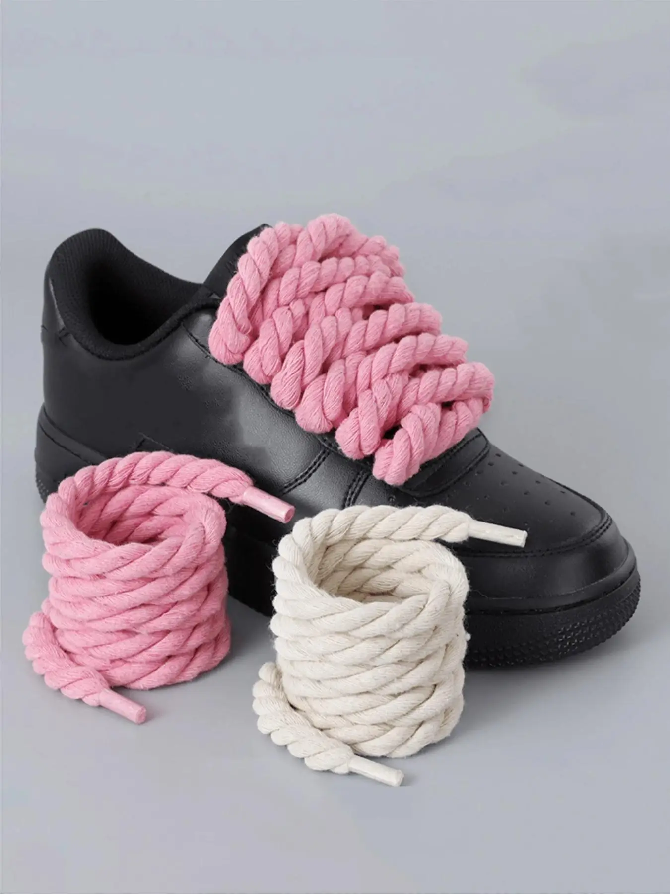 Women Pink Color Versatile Shoelaces, Rose/beige Rope Thickened Laces, Suitable for Basketball Shoes, Sneakers, Casual Shoes, Diy Shoe Accessories
