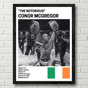 Conor McGregor Poster, Fighter Wall Art Decor, UFC, Mixed Martial Arts Print, mma Canva for Home Gym, Sports Fan Wall Decor, Man Cave