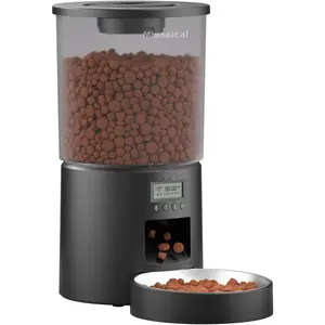 Automated Cat Feeder Clear 4.2L Dry Food Dispenser with Single Bowl Programmable Timed Pet Feeder for Up to 6 Daily Meals 10-Second Voice Message & Dual Power Backup Black 4.2L Press Version