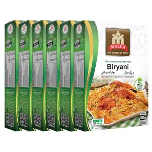 Malka Biryani Recipe Mix 50g | 1.76 oz | Authentic Gourmet Spice Powder for Layered Rice with Meat Curry | No MSG Added, Vegan, Non-GMO, Gluten Free & Halal | Pack of 6