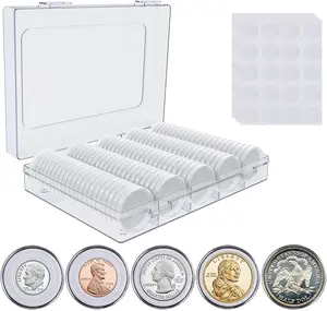 100 Pcs 30mm Coin Capsules Holder with Foam Gasket and Plastic Storage Organizer Box, 5 Sizes (17/20/25/27/30mm) Coins Collector Case Protector for Coin Collection Supplies