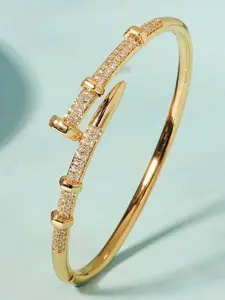 Fashionable Zirconia Decorated Cuff Bangle, Elegant Jewelry for Women for Party, Daily Clothing Decor, Trendy All-match & Exquisite Jewelry for Birthday Gift, Cubic Zirconia Bracelet