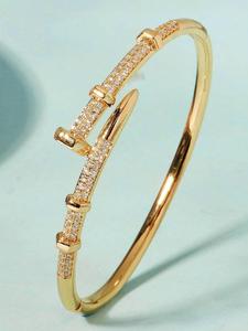 fashionable zirconia decorated cuff bangle, elegant jewelry for women for party, daily clothing decor, cz bling trendy all-match & exquisite jewelry for birthday gift