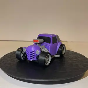 3D Printed Toon Hot Rod - Purple Model with Black Wheels, Classic Design, Ideal for Collectors and Enthusiasts