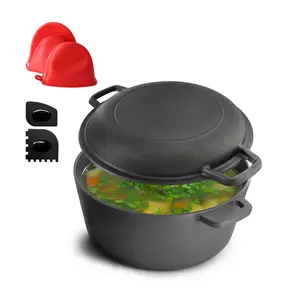 MegaChef 5 Quart Pre-Seasoned 2-in-1 Cast IronDutch Oven and