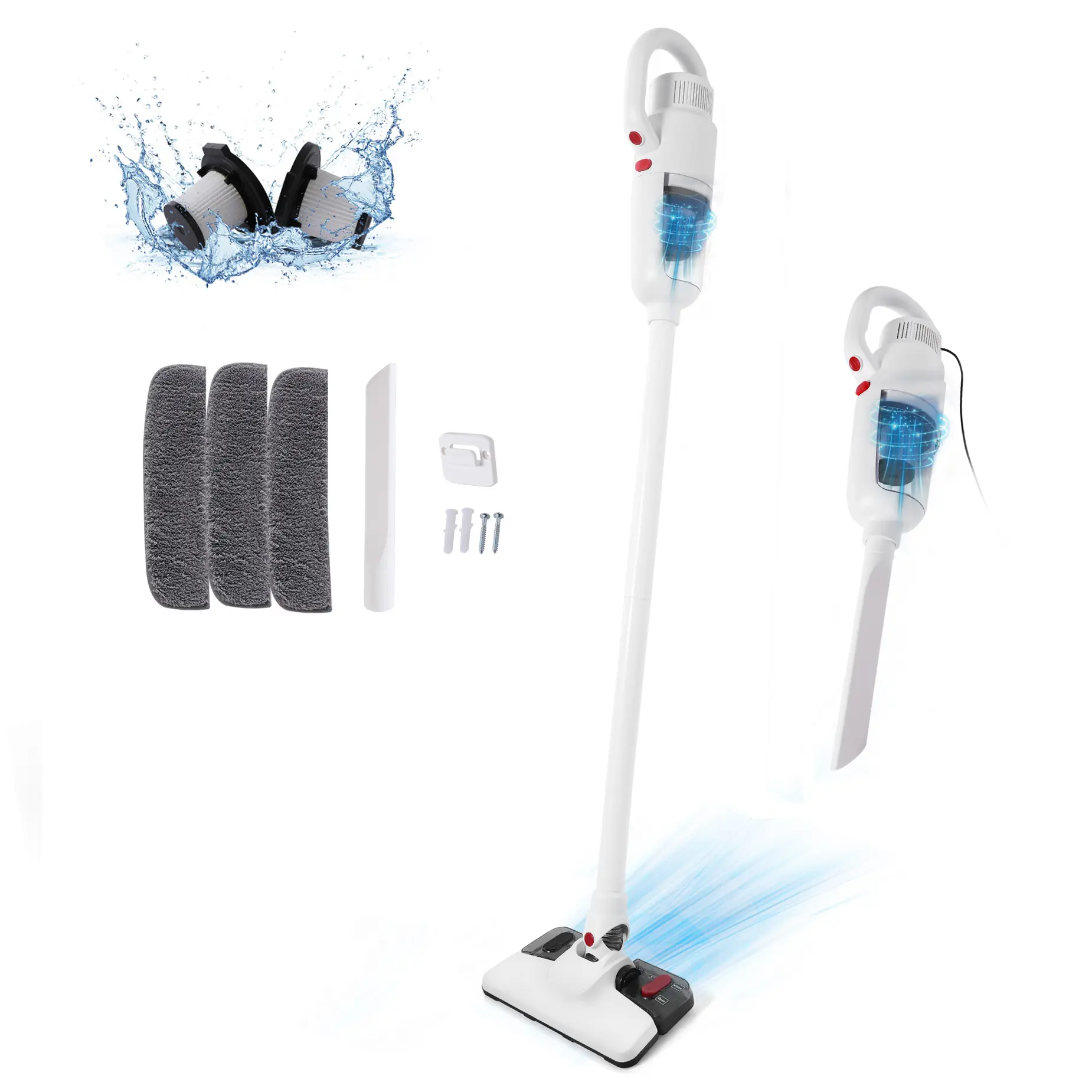 Lightweight Corded Stick Vacuum and Mop Combo, 400W 12Kpa Suction 2-in-1 Vacuum Cleaner, Handheld Electric Broom with 3 Dust Filters & Microfiber Mop Pads, for Hardwood Tile Floor, Carpet, Home & Car Cleaning campingessentials