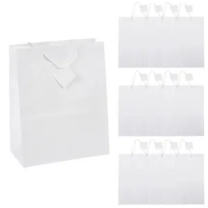 10 1/2" x 13" Large White Gift Bags - 12 Pc.