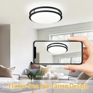 13" LED Flush Mount Ceiling Light, Hardwired Black, 5CCT Dimmable 3600LM, 120V Low Profile Ceiling Lamp for Bathroom, Bedroom, Living Room, Hallway, Kitchen