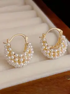 Elegant French Vintage Faux Pearl Basket Earrings, Design Sense Women's Versatile and Refined Ear Clips, Perfect for Any Occasion, Classic Style Earrings