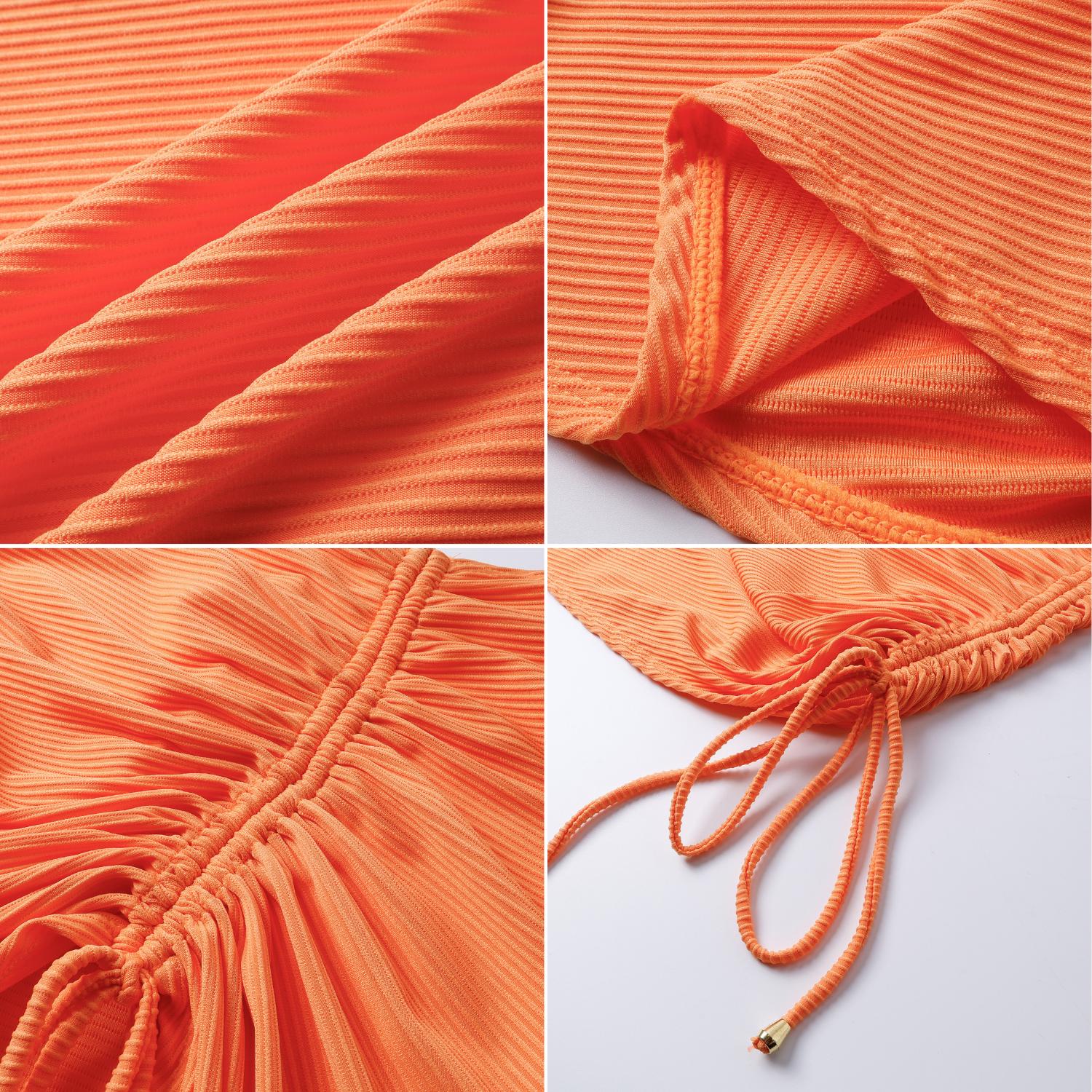 Women's 3 Pieces Bikini Set Backless Halter Neck Top With Drawstring Swimsuit Set with Beach Skirt