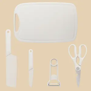 5 Pieces, Knife Set with Cutting Board, Meat Cutter, Fruit Knife, Paring Knife, Scissors, Meat and Vegetable Cutting and Steak Cutting, Peeling and Shaving, Baby Supplementary Set, Easy to Clean, Easy to Store, Portable Knife Set, For Gift Giving.