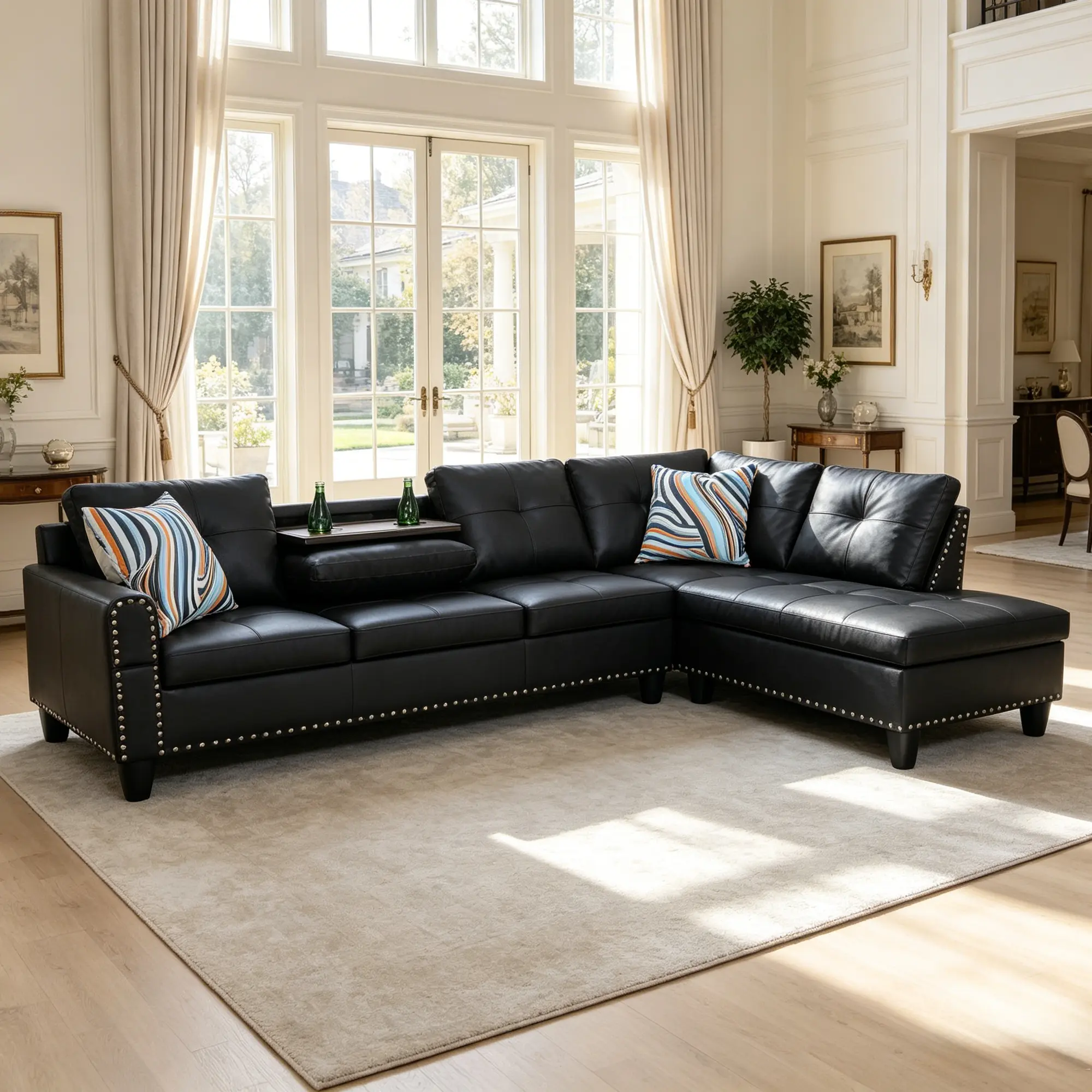 Black Minimalist PU Leather 2-Piece Sofa Set - Fixed Arms, Waterproof Stain-Resistant Upholstery, High-Density Cushions, Sturdy Frame, Assembly Required - Comfy Couch for Family, Small Apartment Seating, Watch Party, Effortless Maintenance