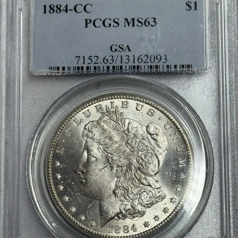 1884 CC Morgan Silver Dollar, PCGS Certified MS63 Grade