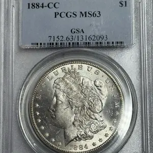 1884 CC Morgan Silver Dollar, PCGS Certified MS63 Grade