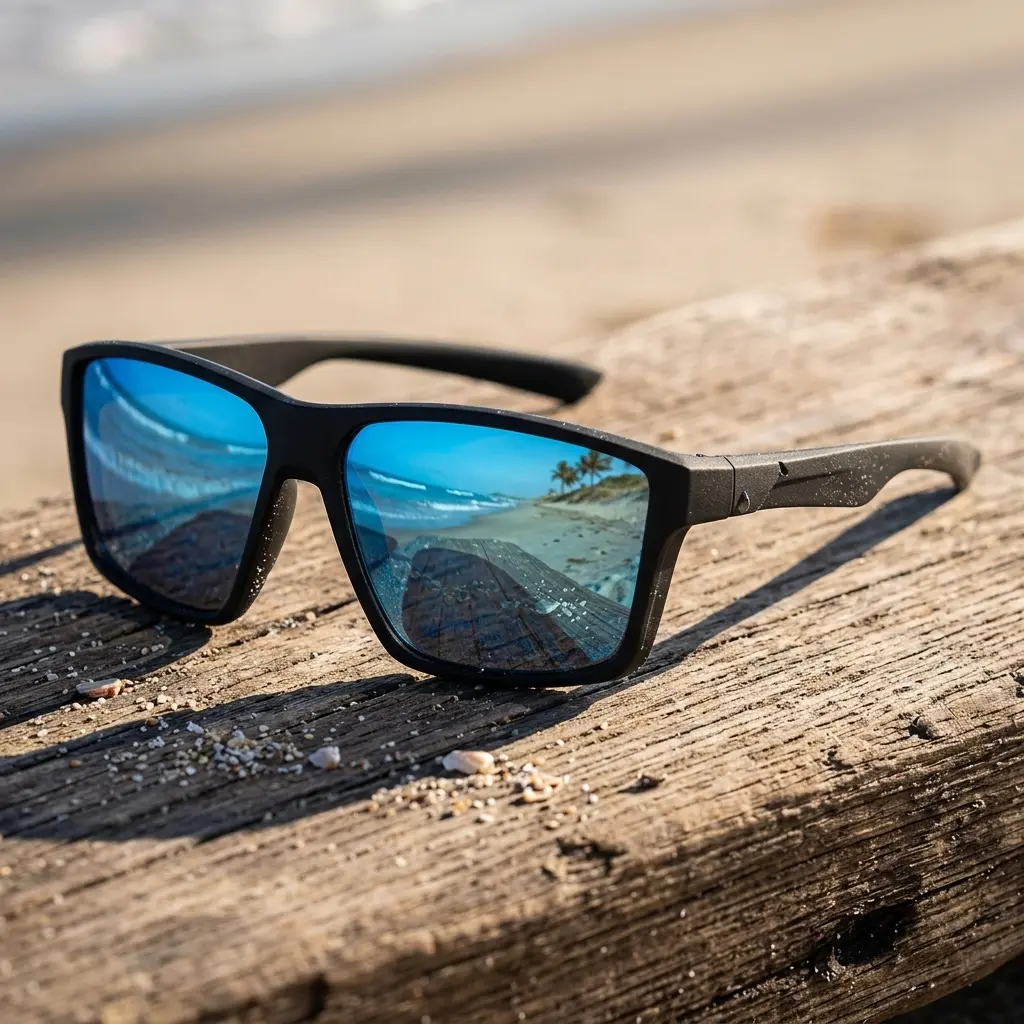Anti-Slip Wrap Sports Eyewear - Blue Mirror Polarized UV400 Blue Lenses, Polarized Tint Design for Angling & Road Travel, Blue Lenses Sports Eyewear, Polarized Tint Sports Eyewear
