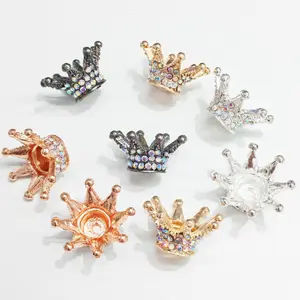 Diy Bead 10pcs Rhinestone Crown Beads for Pens - 25x13mm AB Rhinestones in Silver Gold Rose Gold Gunmetal - Fancy Focal Beads for Beadable Pens Keychains & Jewelry Making