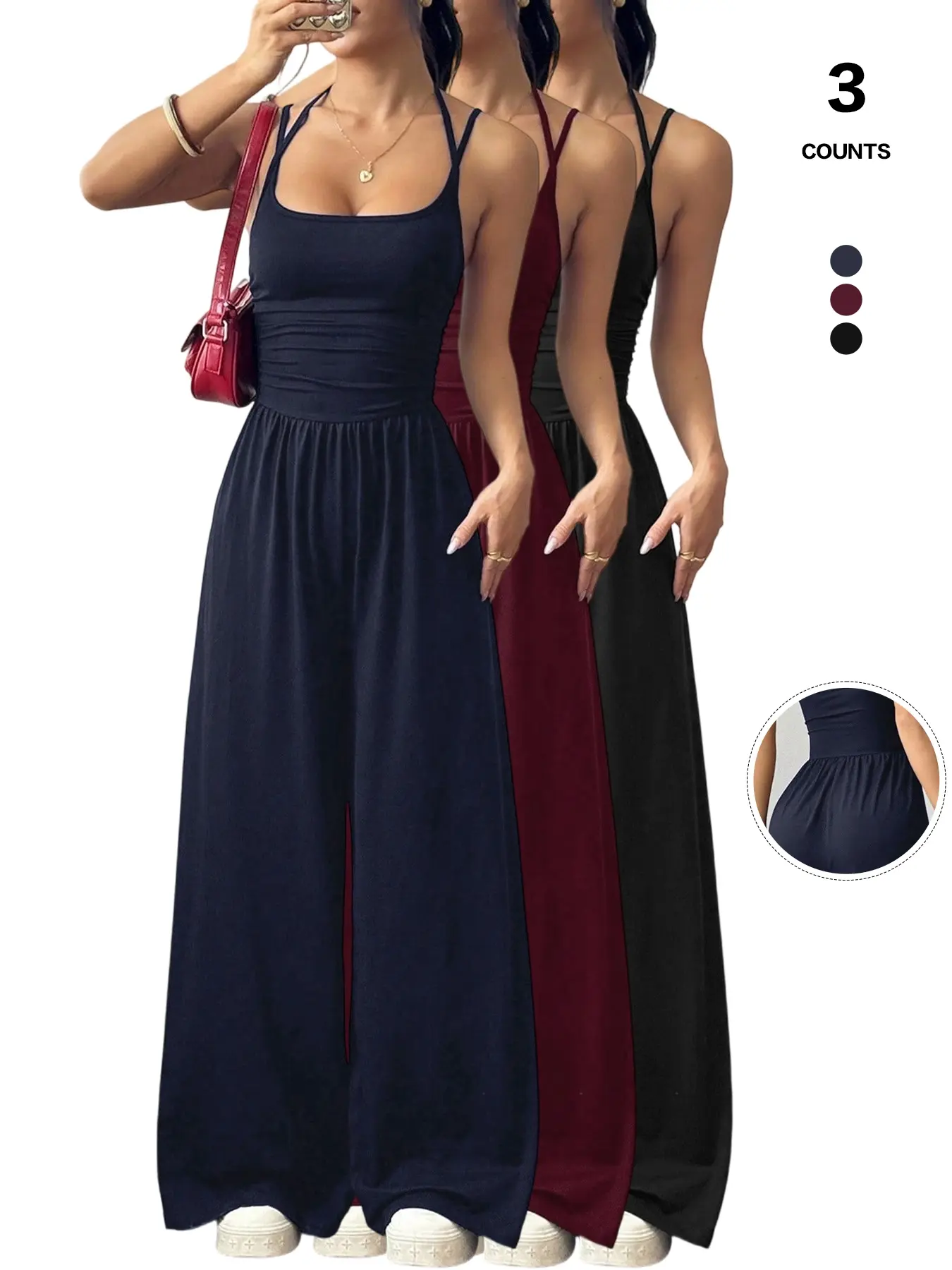 Women's 1 Piece/3 Pieces Strapless Sleeveless Casual Wrap Romper Set, Womenswear, Fashionable Home Wear, Versatile, Slim-Fitting, All Seasons, Minimalist, Chic Romper, Fitted Rompers