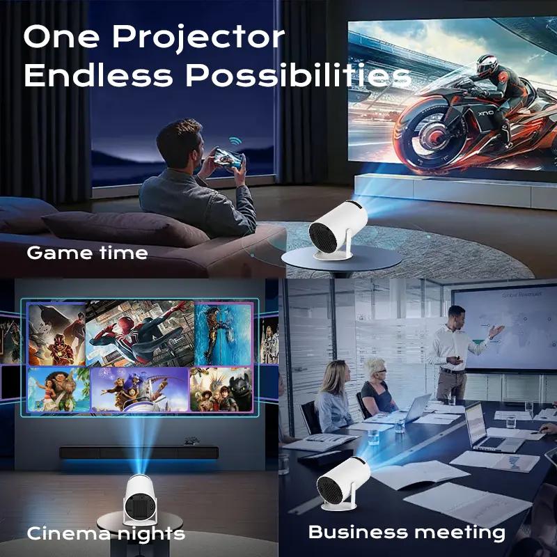 Mini HY300Pro+ Projector Android 14 290ANSI Lumens 8K Decoding Built-in Speaker Allwinner H726 with 5.8G&2.4G WiFi 6 & BT 5.4 720P Full HD for Audio Bluetooth Mini Portable Outdoor Gaming Home Theater