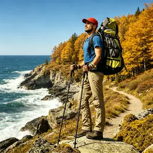 Multifunctional trekking poles for outdoor enthusiasts, a perfect gift for hikers. Lightweight and adjustable, this seven-in-one trekking pole is your ultimate outdoor survival companion, featuring a compass and more for hiking
