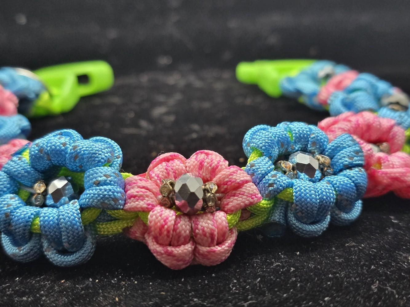 Nomnoms Boutique+Flowers Paracord Collar for Dogs and Cats with Your Choice if Colors Flower Pet Collar