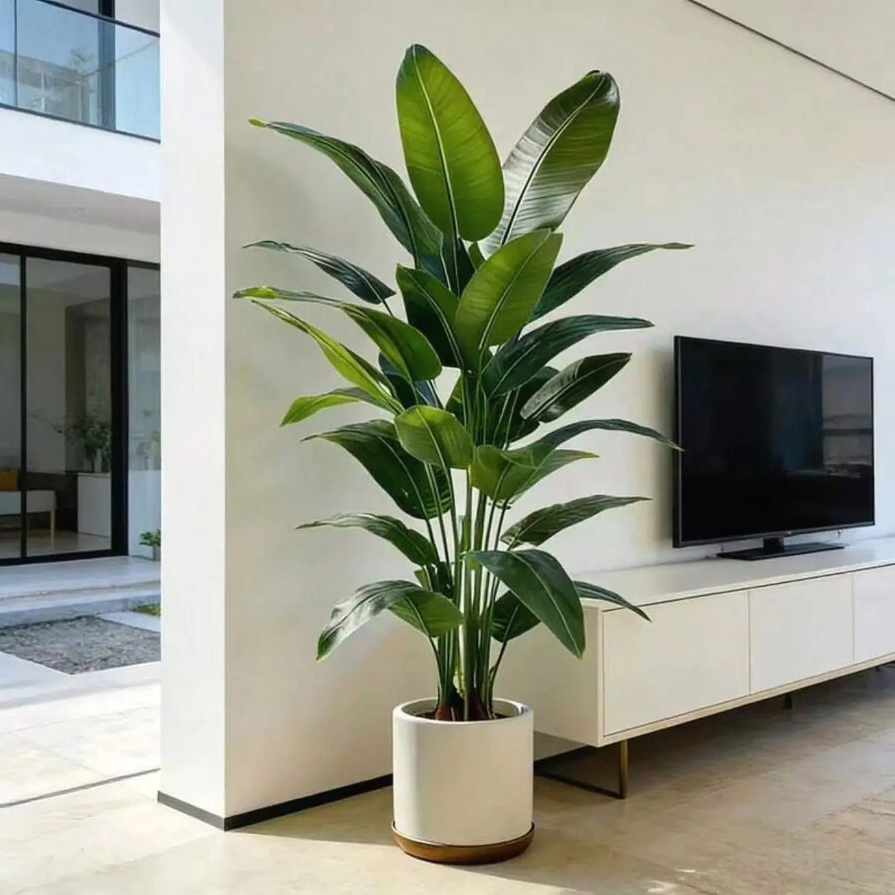 Large Realistic Tree Decor, Tropical Artificial Plant For Indoor And Outdoor Spaces.