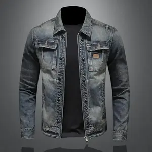 Men's retro classic denim jacket autumn street trend cool cycling windproof men's high street casual lapel jacketRAIMENTRY
