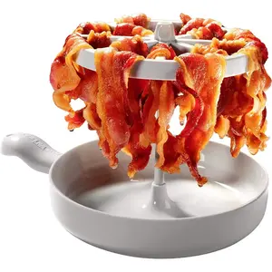Microwave Bacon Cooker - Reduces Fat by 40% - Easy to Use, Splashproof Design, Specially Designed Vertical Rack, Includes Stand