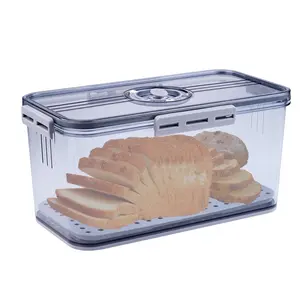 JUNLIN Airtight Bread Box with Lid （Time Recording）， Store Homemade Bread, Toast, Donut and Cookies, Kitchen Counter Storage，Gray