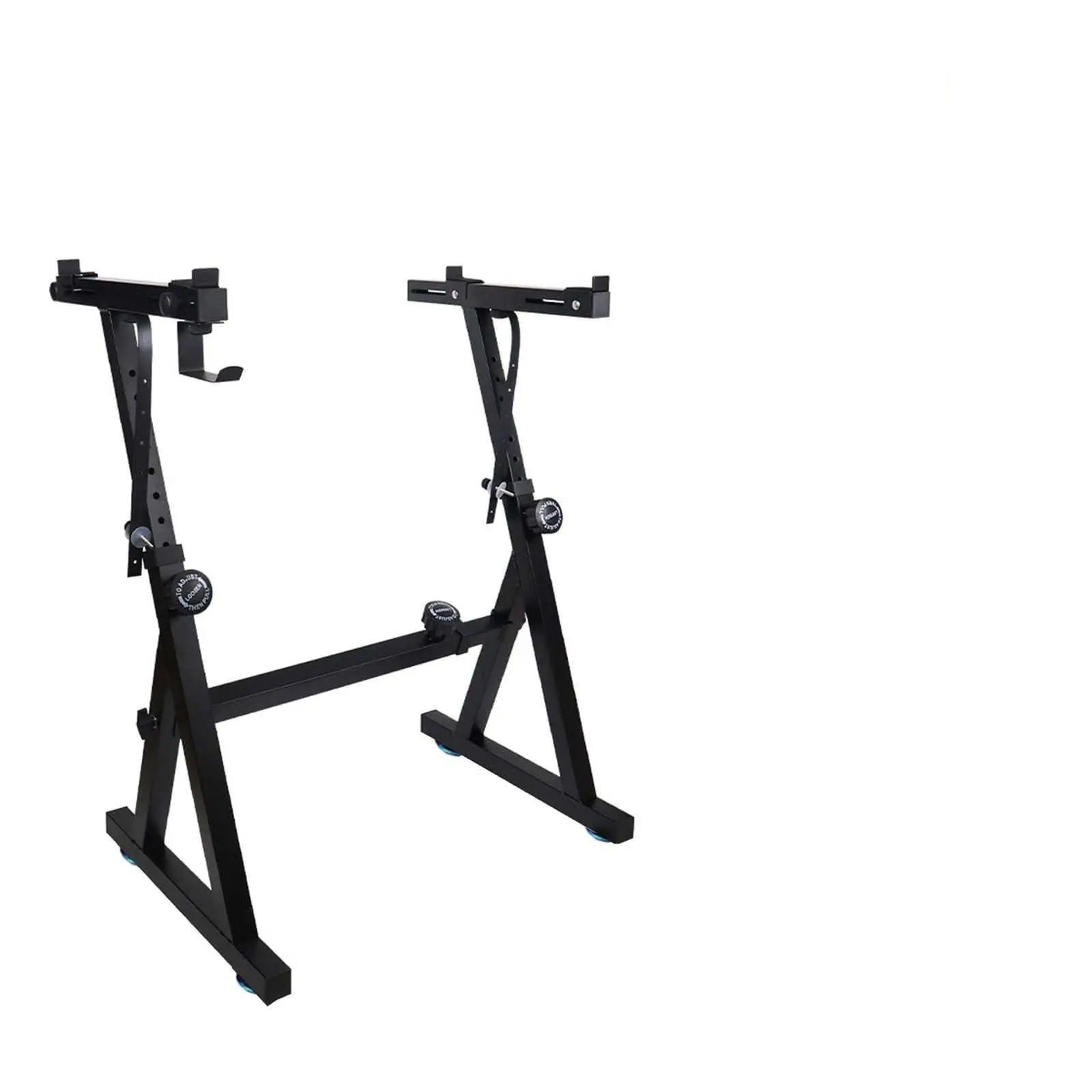 Z-shaped metal keyboard stand – height-adjustable, stable & portable, load capacity up to 113 kg, with footrest, for 54/61/88 key keyboards – perfect for stage & studio, color: black with footrest