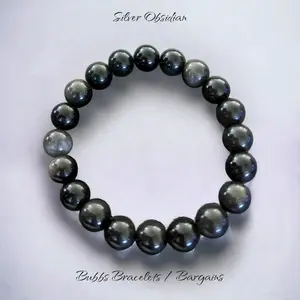 Silver Sheen Obsidian Bracelet for Wealth and Prosperity - Handmade Reiki Bracelet