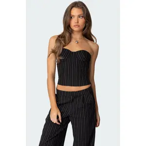 Edikted Women's Aliza Strapless Pinstripe Corset
