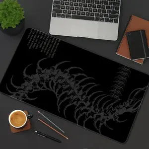 Centipede Pattern Mouse Pad Spine Ribs Gaming Mouse Pads Dark Gothic Large Mousepad Rubber Stitched Edges Keyboard Pad XXL Desk Accessories Desk Decor For Office Ideal Gift for Men Women Non Slip Mousepad Universal Mouse Pad