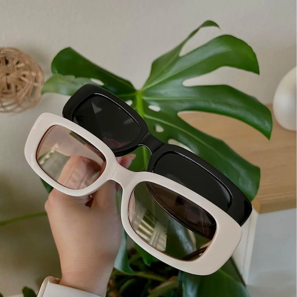 Retro 90s Oversized Wrap Sunglasses Rectangle Square Shades Y2K Unisex PEGH Y2K Wrap Around Sunglasses for Women Men Small Narrow  main image 4