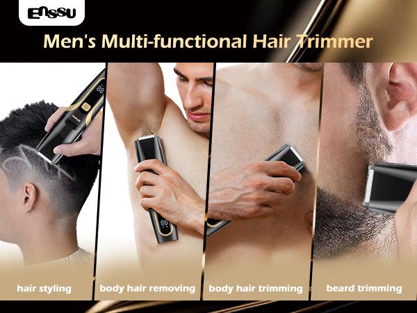 Enssu Vacuum Beard Trimmer for Men, Auto Hair Suction Electric Trimmer, 2 Guide Combs, Adjustable Length Dial, Waterproof Cordless Grooming Kit for Beard, Face & Body