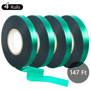 4 Rolls Plant Support Tape Garden Tape 147 feet Plant Ties Tape Plant Ribbon Plant Garden Tie for Indoor Outdoor Patio Plant, Branches, Climbing Flowers Vegetables Green