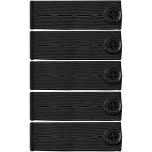 Blingkingdom 5Pcs Adjustable Elastic Button Extender Waist Extenders Waistband for Jeans Pants Trousers - Black BlingKingdom