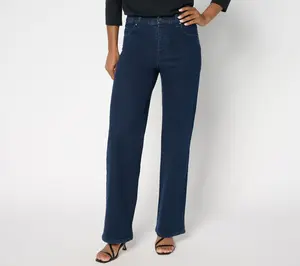 Women with Control Contour Curves Petite Indigo Wide Leg Jeans