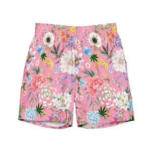 Floral Swim Trunks for Men – 420 Friendly Couples Matching swimsuits, Quick-Dry Bathing Shorts with Pockets, Trendy Swimwear 2025