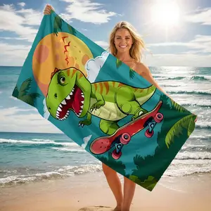 1pc Cute Cartoon Dinosaur Beach Towel, Super Large Lightweight Quick Dry, Strong Absorbent, Vibrant Colors, Perfect for Travel Yoga Swimming Picnic