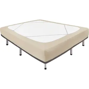 Decorative Box Spring Cover Queen Size, Light Camel Luxurious Jersey Knitting Stretchy Wrap Around 4 Sides Bed Skirt for Home/Hotels, Easy Fit Wrinkle & Fade Free Machine Washable