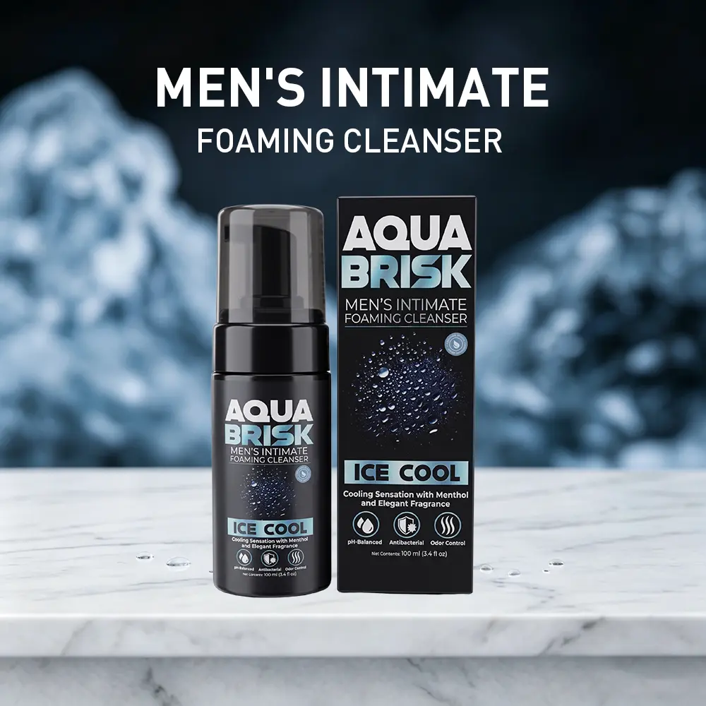 Veilskyn Men's Intimate Foaming Cleanser - Ice Cool Menthol, Antibacterial & pH-Balanced, 24HR Odor Control, 100ml Travel Size